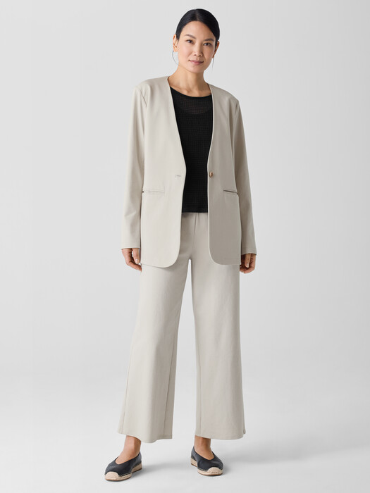 Cotton Blend Ponte V-Neck Blazer