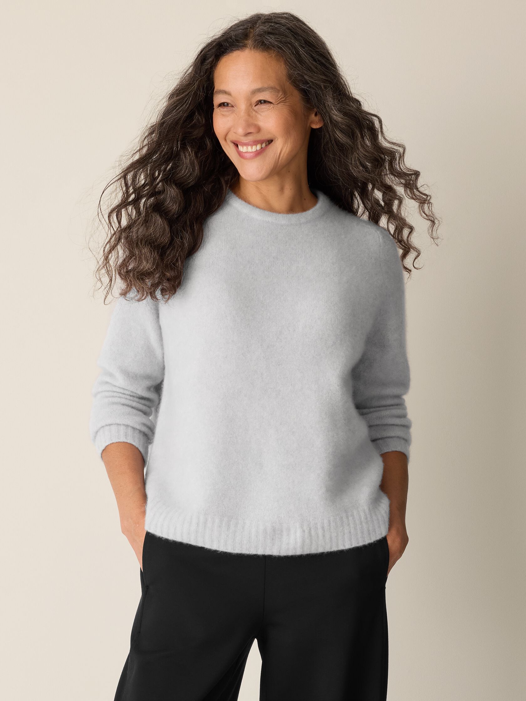 Cashmere Silk Boucle Bliss Crew Neck Top