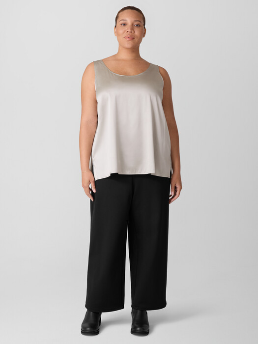 Stretch Silk Charmeuse Scoop Neck Tank