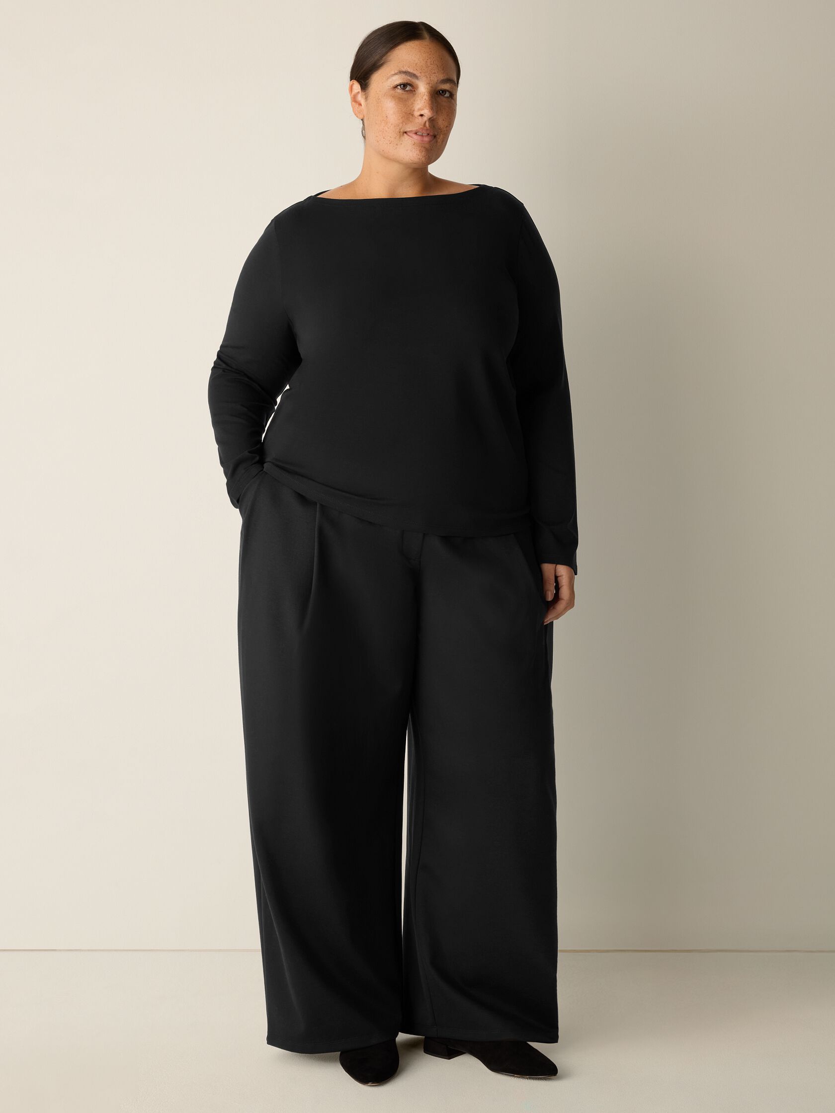 Stretch Jersey Knit Bateau Neck Top