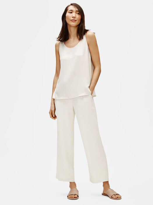 Silk Georgette Crepe Scoop Neck Tank