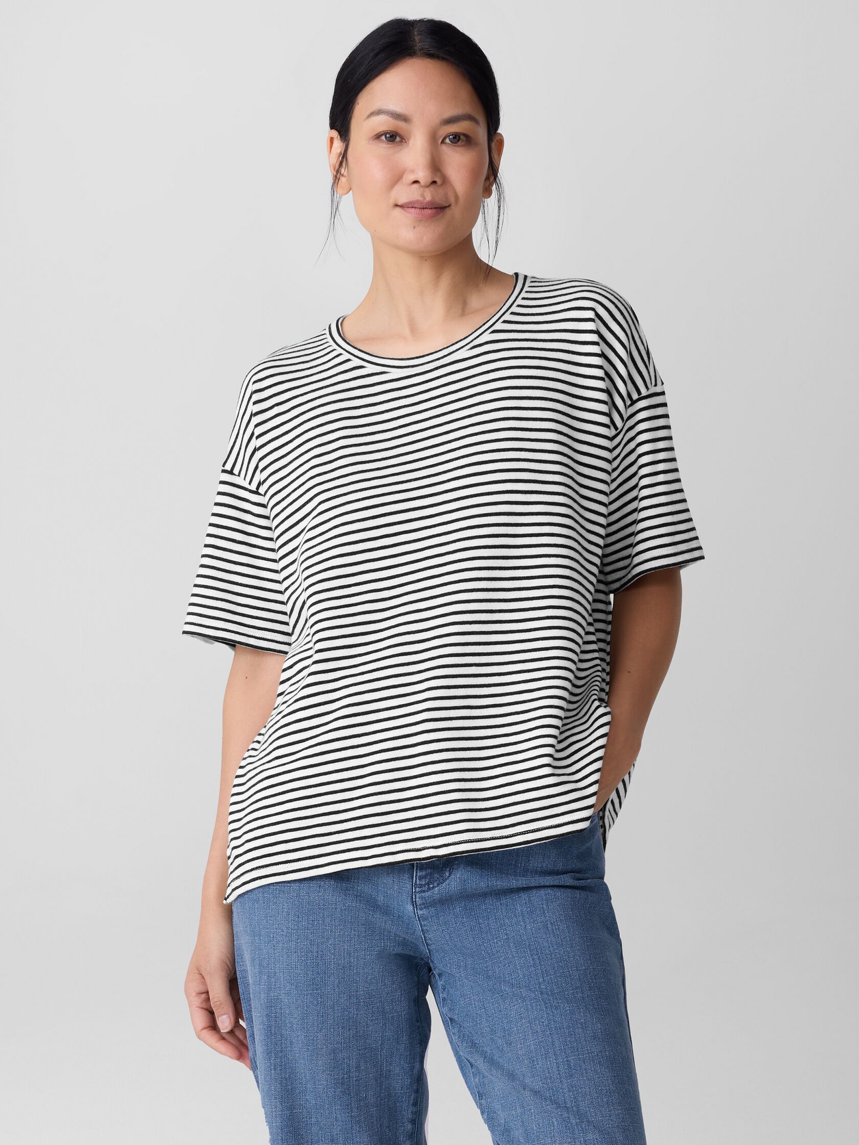 Striped Organic Cotton Slub Box-Top