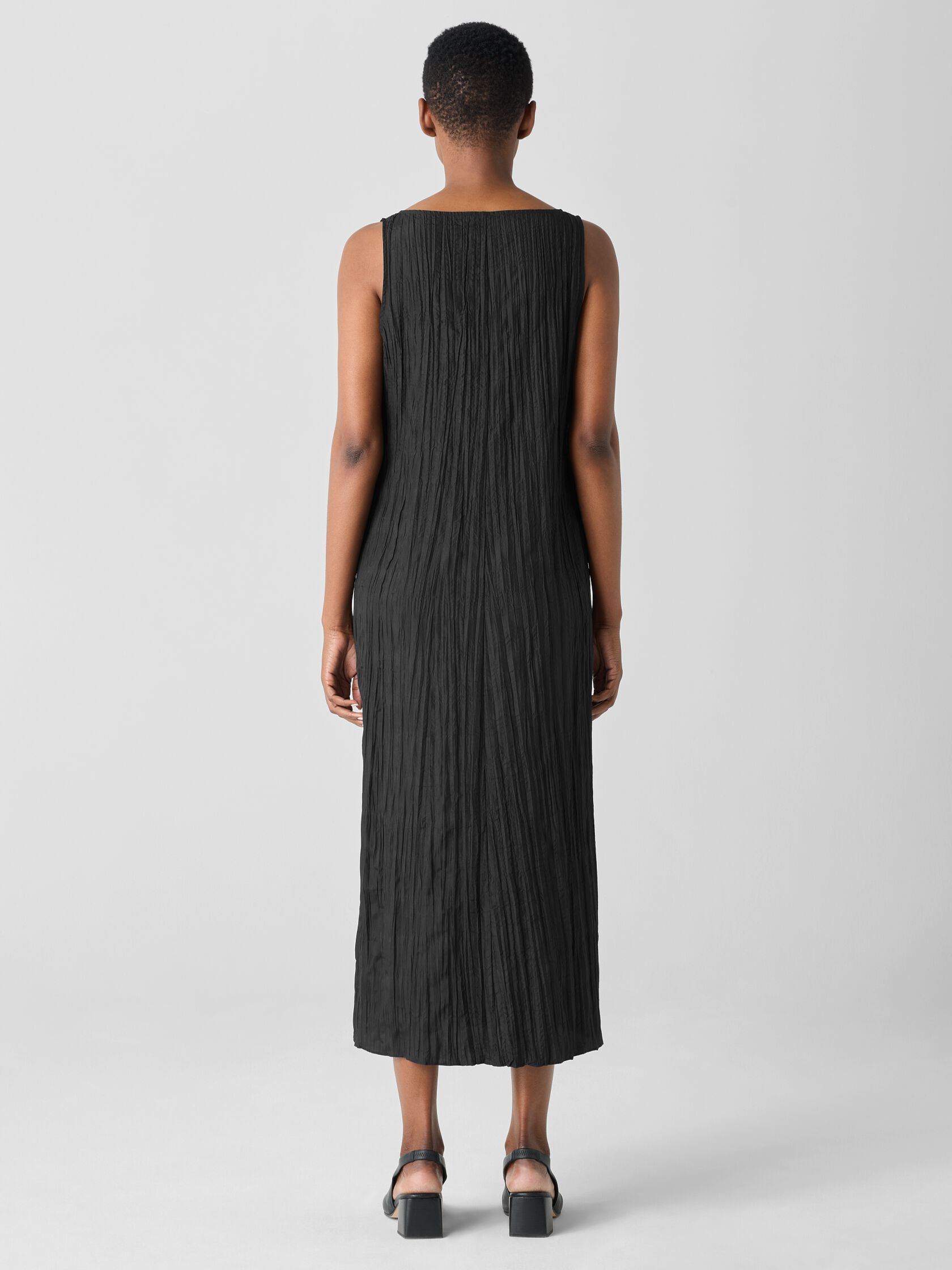 Crushed Silk V-Neck Dress