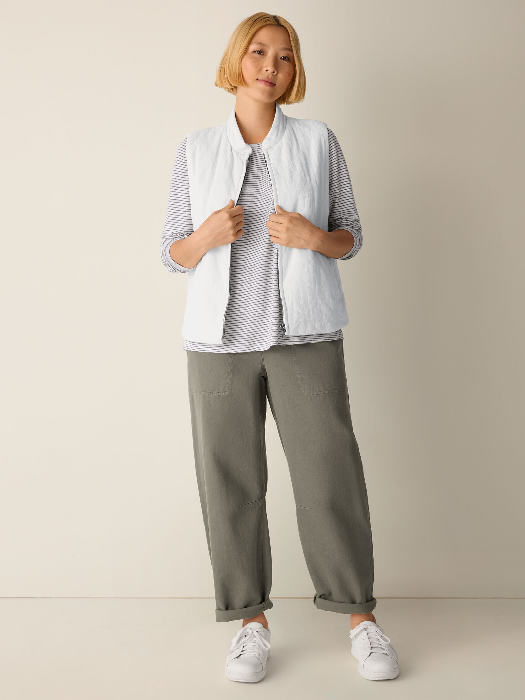 Striped Organic Linen Jersey Long-Sleeve Tee