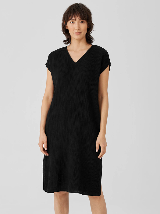 Organic Cotton Gauze V-Neck Dress