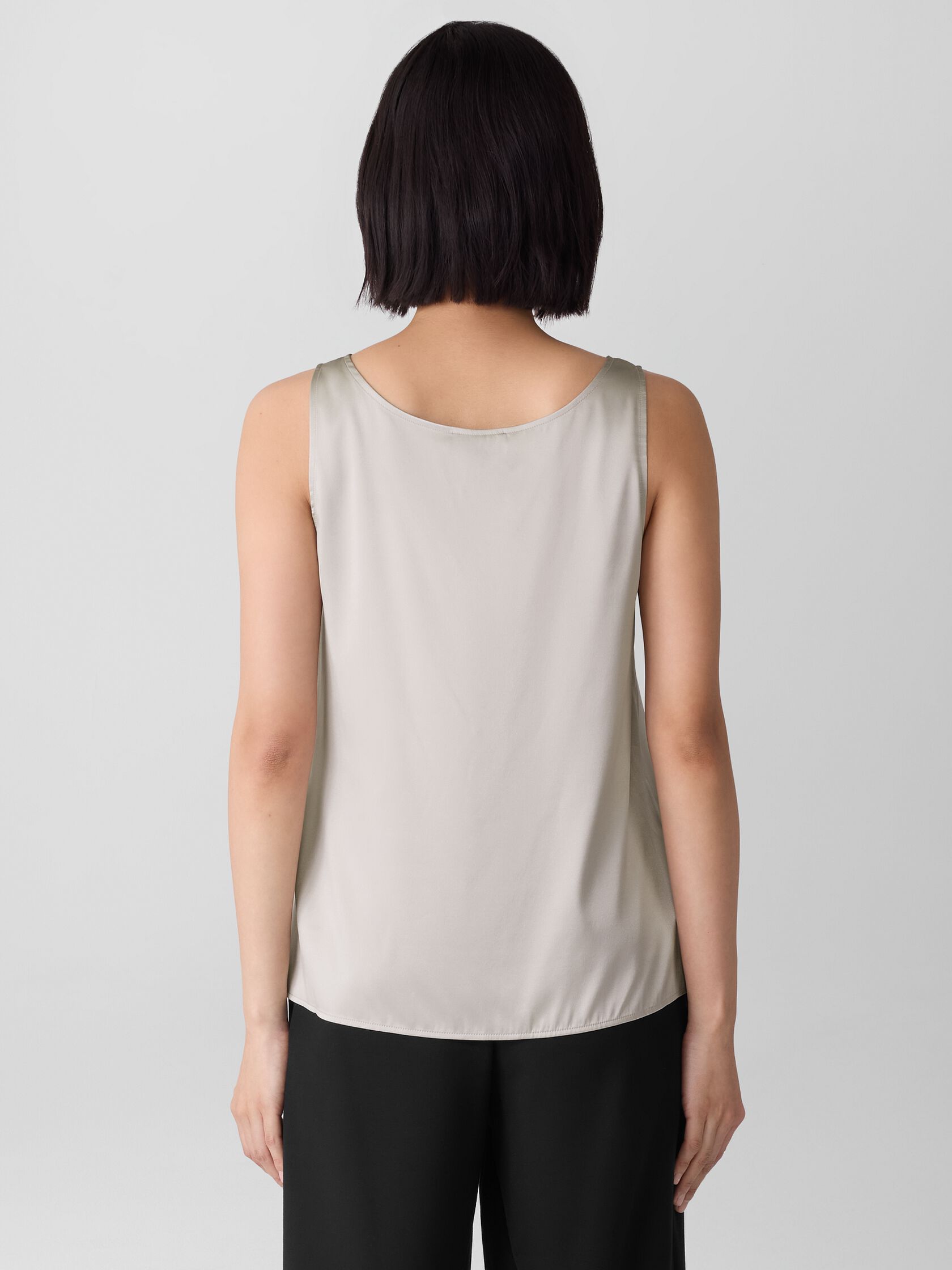 Stretch Silk Charmeuse Scoop Neck Tank