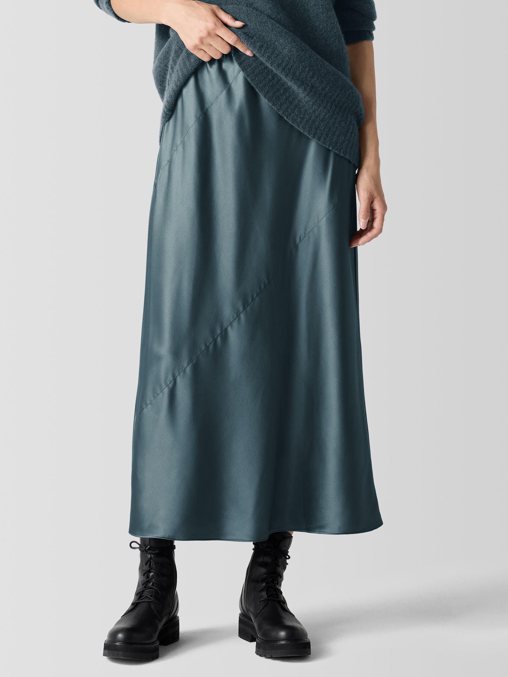 Stretch Silk Charmeuse Bias Skirt