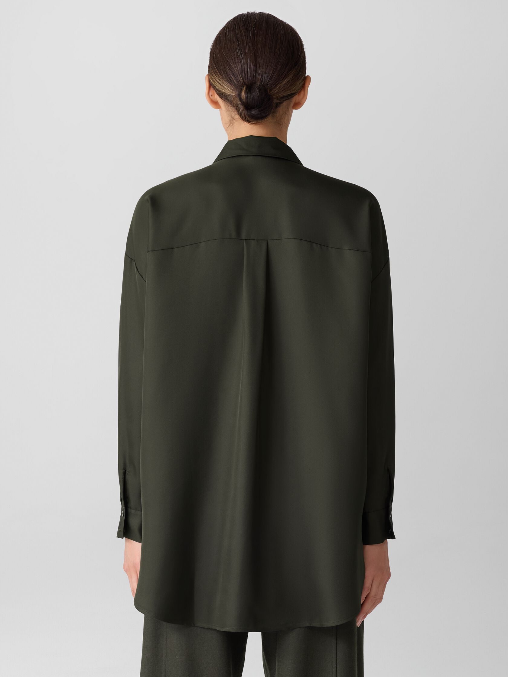 Silk Twill Classic Collar Long Shirt