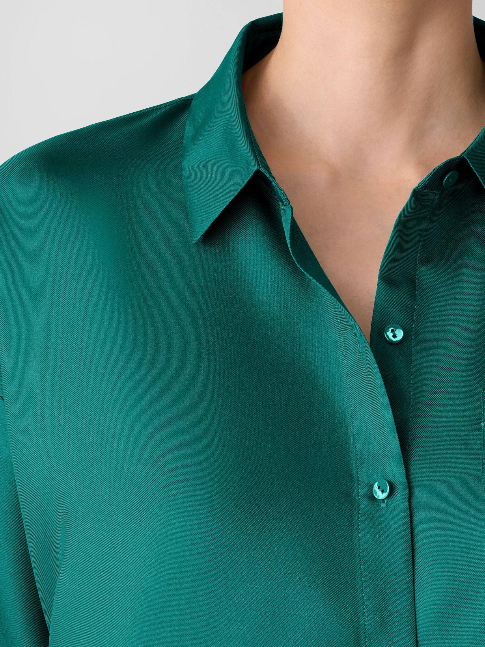 Silk Twill Classic Collar Long Shirt