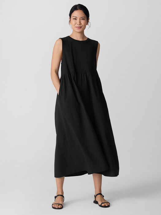 Washed Organic Cotton Poplin Round Neck Dress
