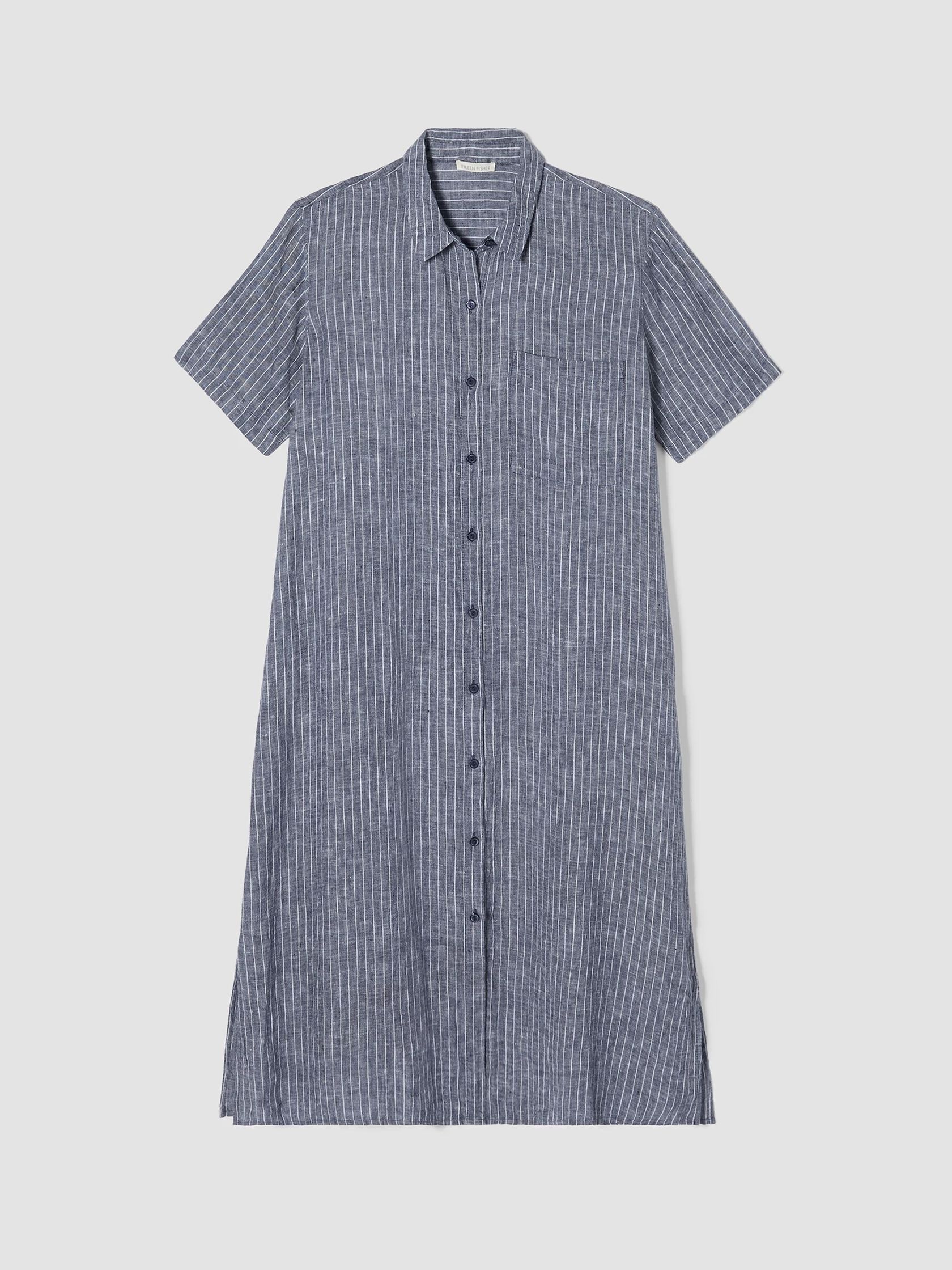 Puckered Organic Linen Shirtdress