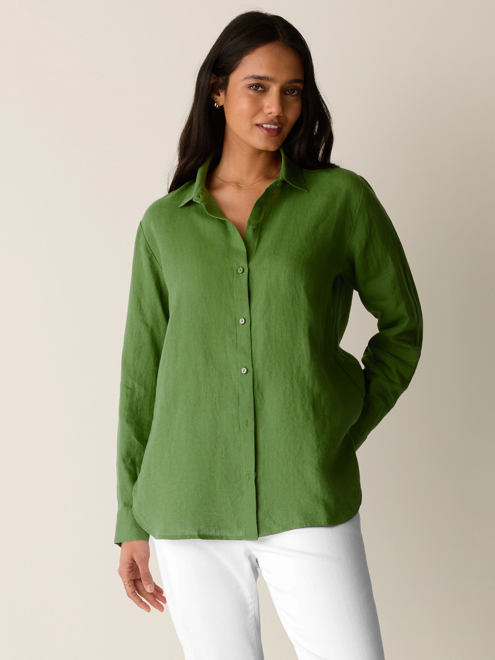 Organic Handkerchief Linen Classic Collar Shirt