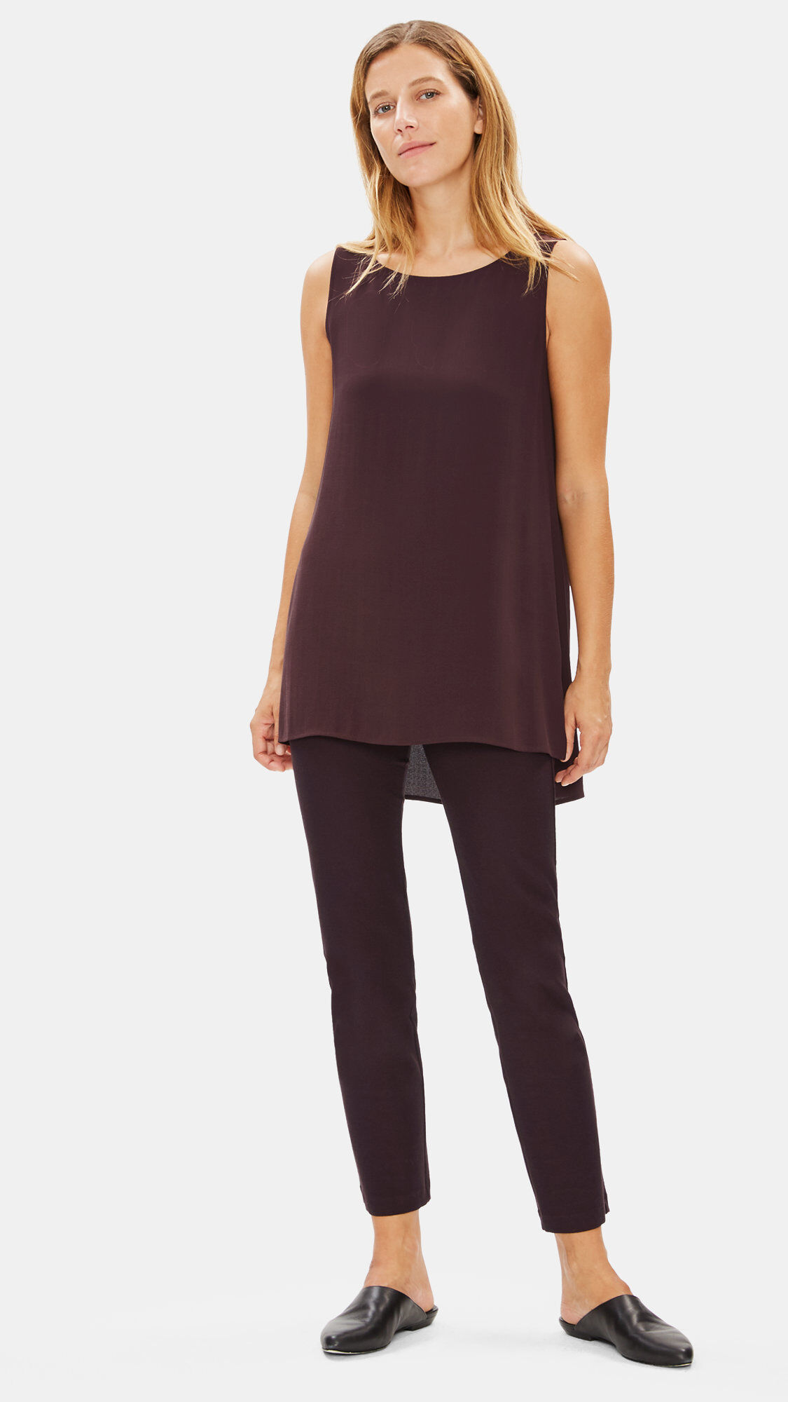Silk Georgette Crepe Long Shell EILEEN FISHER