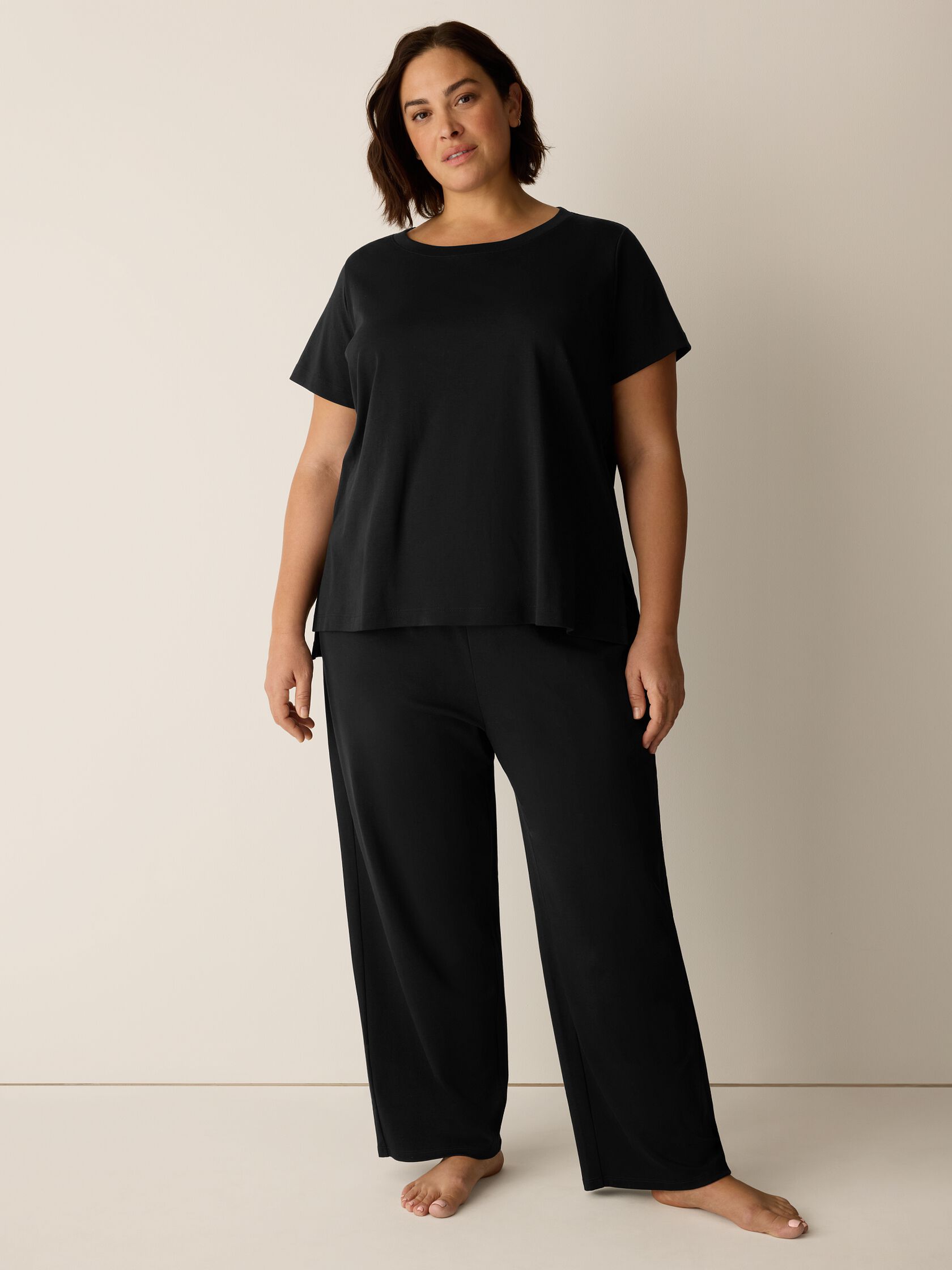 Organic Cotton Interlock Jewel Neck Sleep Tee