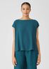 Silk Georgette Crepe Shirred-Back Top