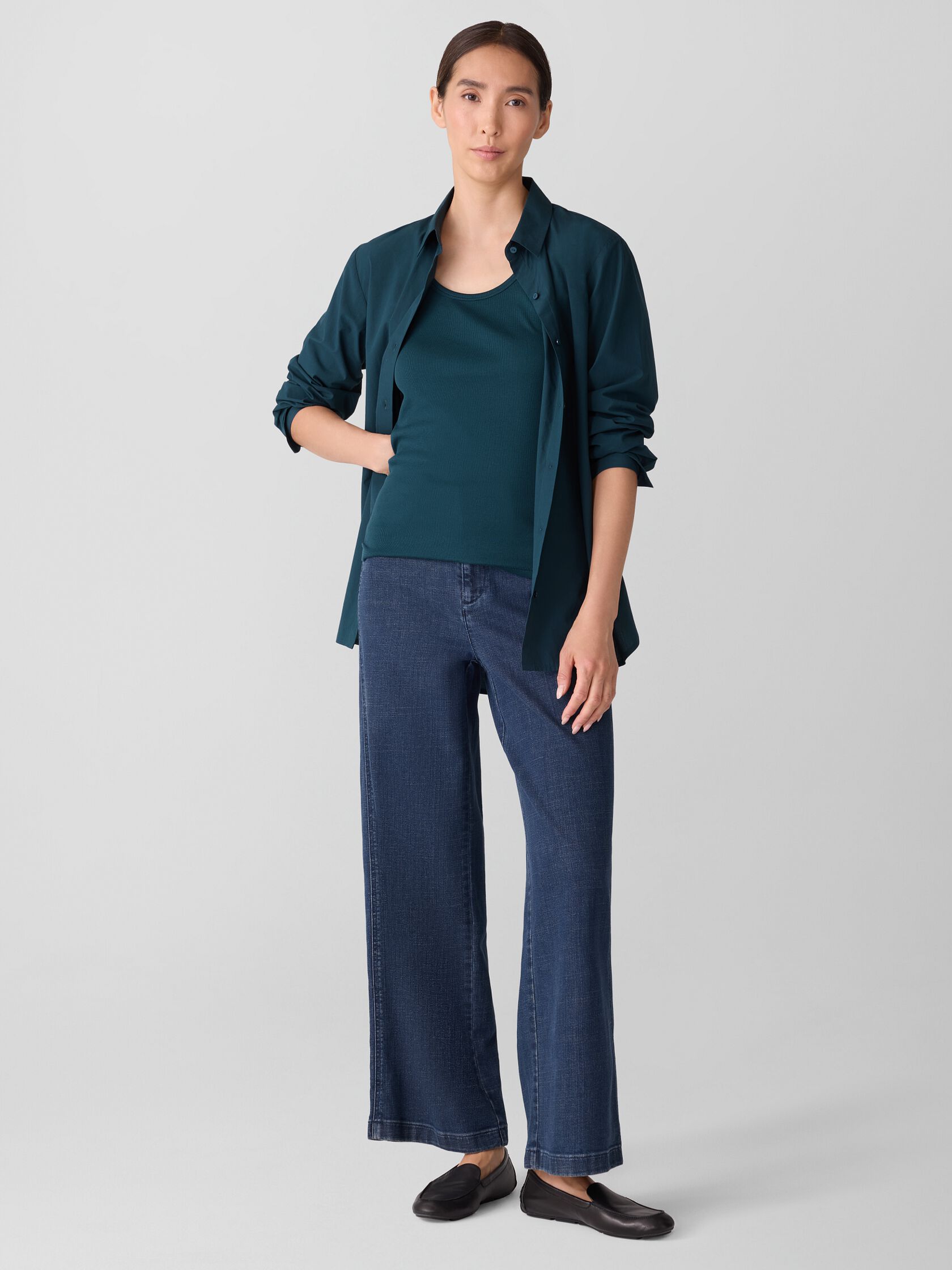 Organic Cotton Stretch Rib Scoop Neck Tank