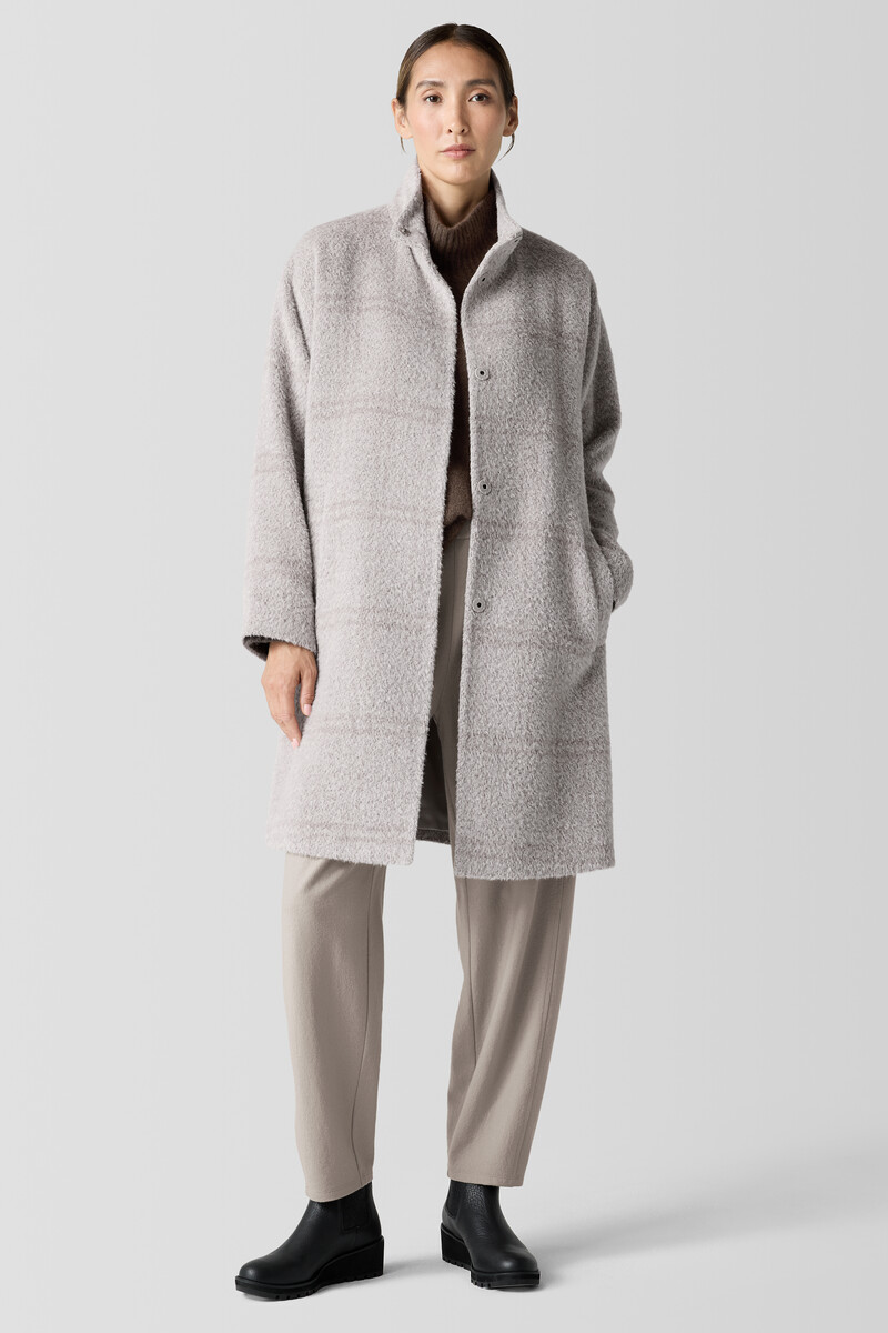 Luxe Alpaca Windowpane Stand Collar Coat Luxe Alpaca Windowpane Stand Collar Coat