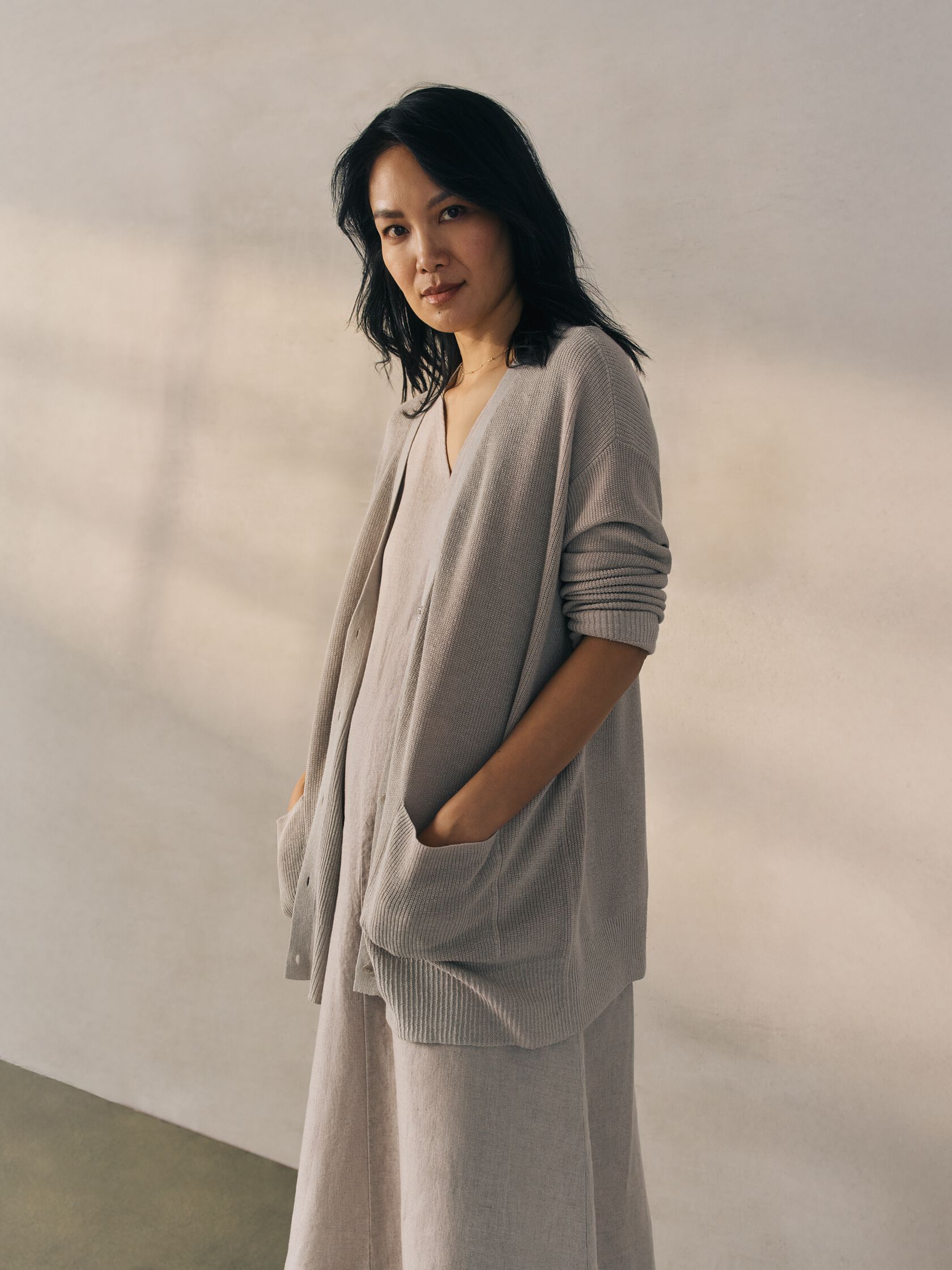 Organic Linen Cotton Slouchy Long Cardigan