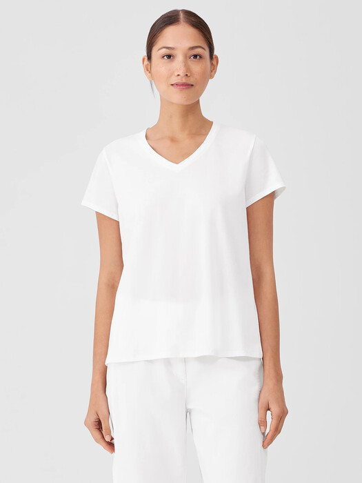 Organic Pima Cotton Jersey V-Neck Tee