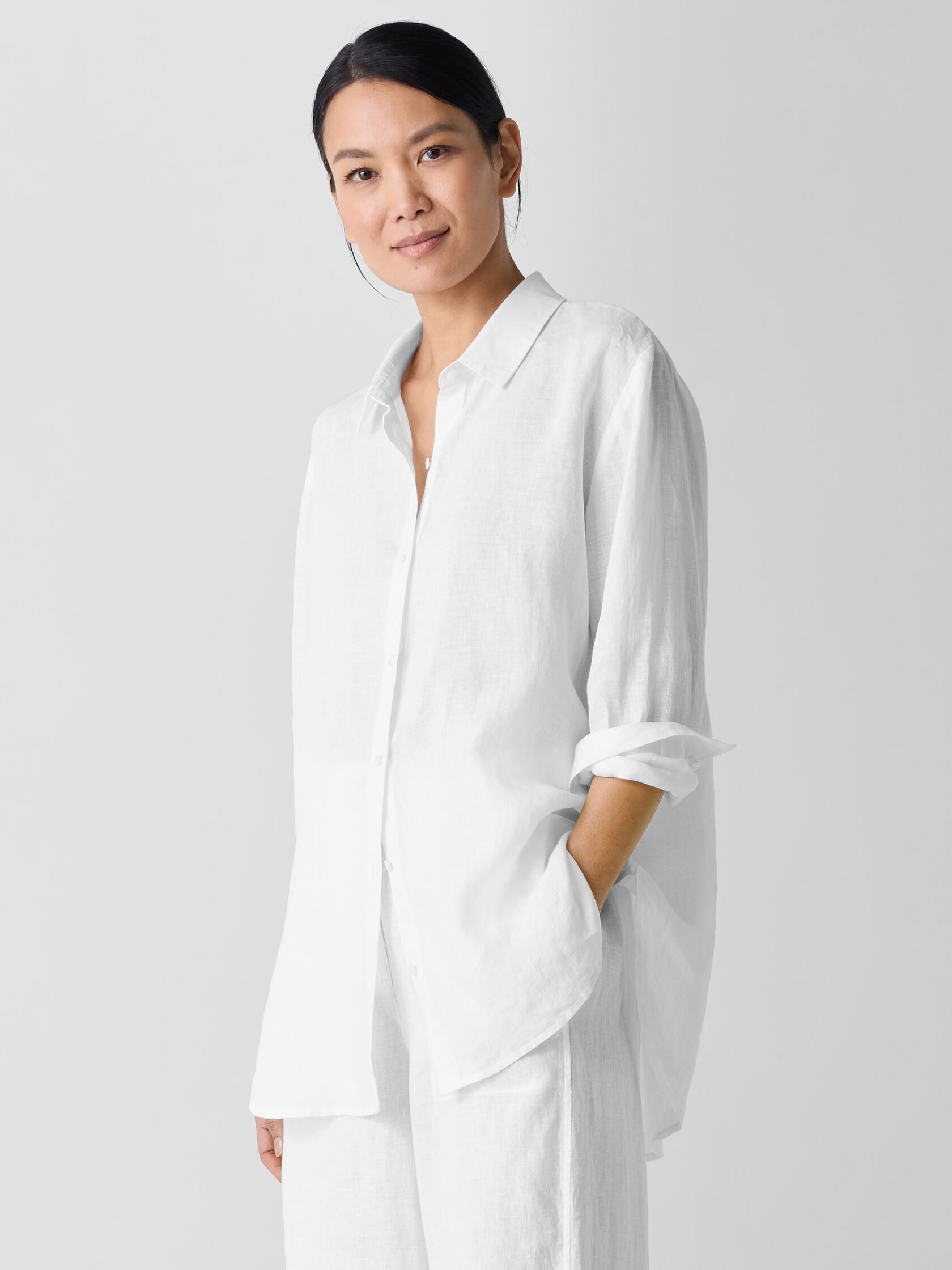Organic Handkerchief Linen Classic Collar Shirt