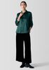 Stretch Silk Charmeuse Classic Collar Shirt