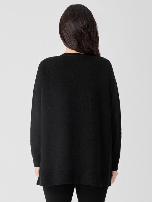 Organic Cotton Slubby Rib Knit Crew Neck Top