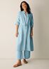 Organic Linen Band Collar Shirtdress