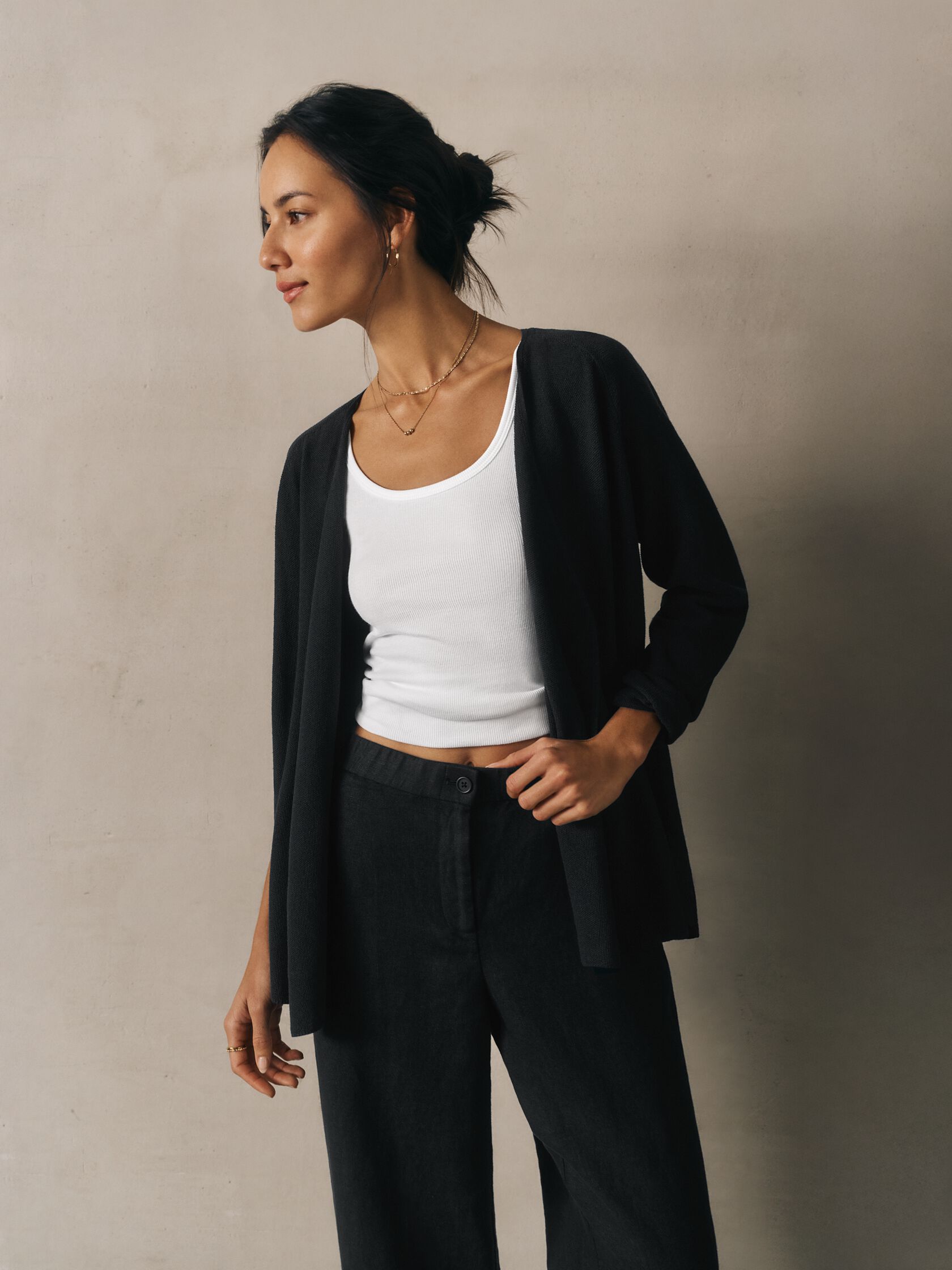 Organic Linen Cotton Wrap Cardigan