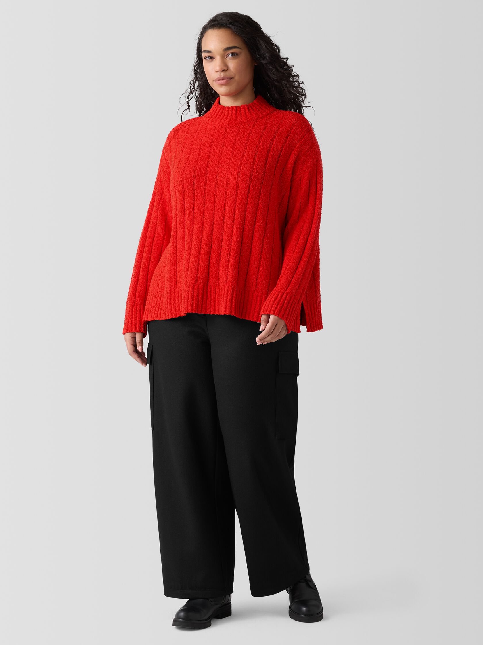 Cotton Fluff Rib Turtleneck Top
