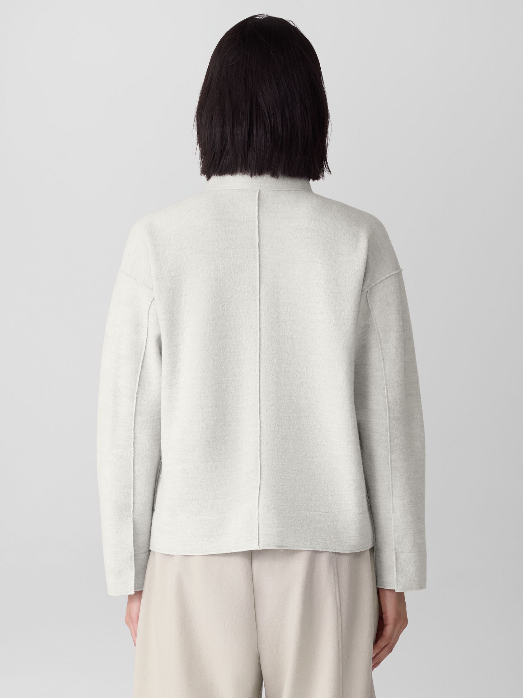 Lightweight Boiled Wool Stand Collar Jacket in Regenerative Wool