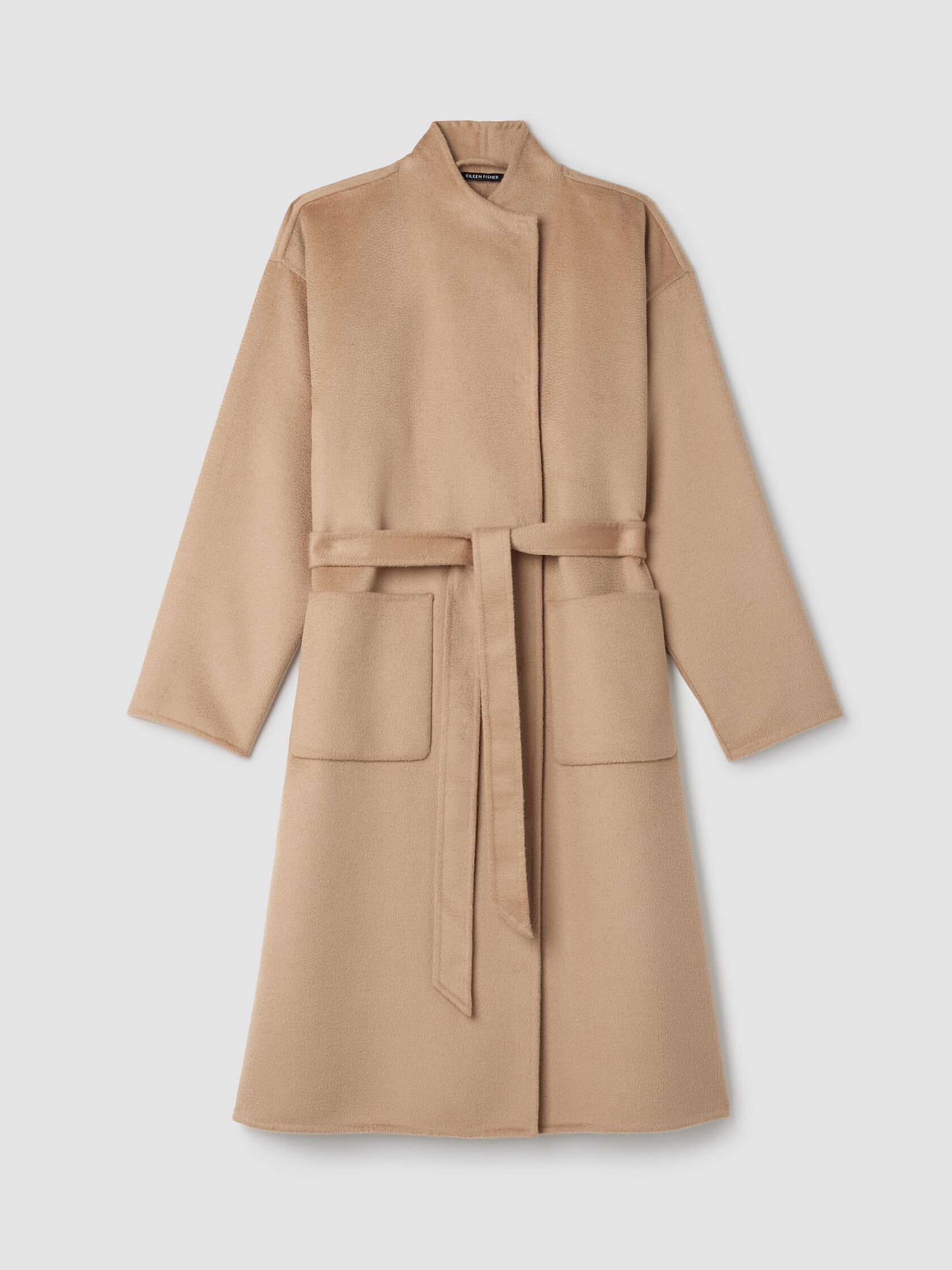 Lustrous Wool High Collar Coat