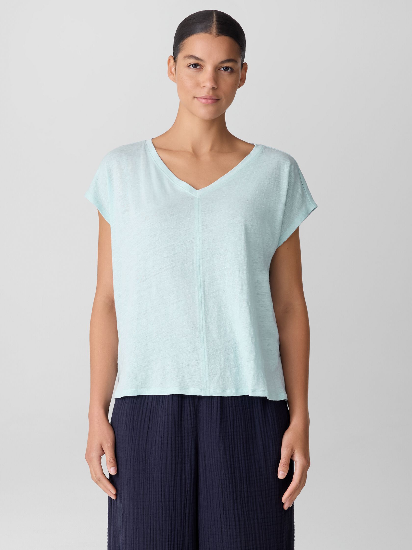 Organic Linen Jersey V-Neck Tee