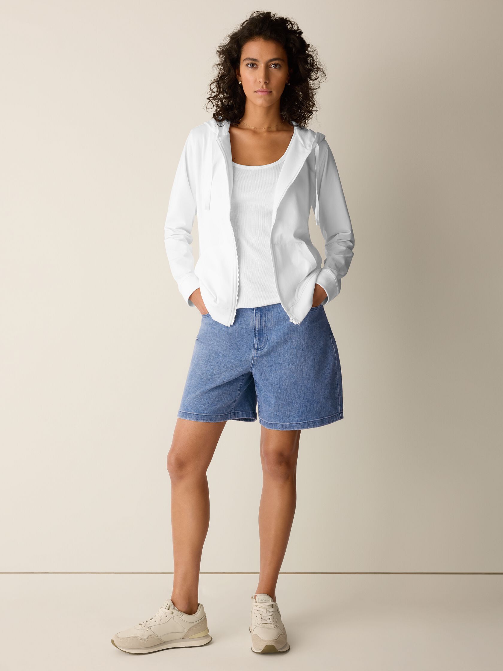 Pima Cotton Stretch Jersey Hooded Jacket