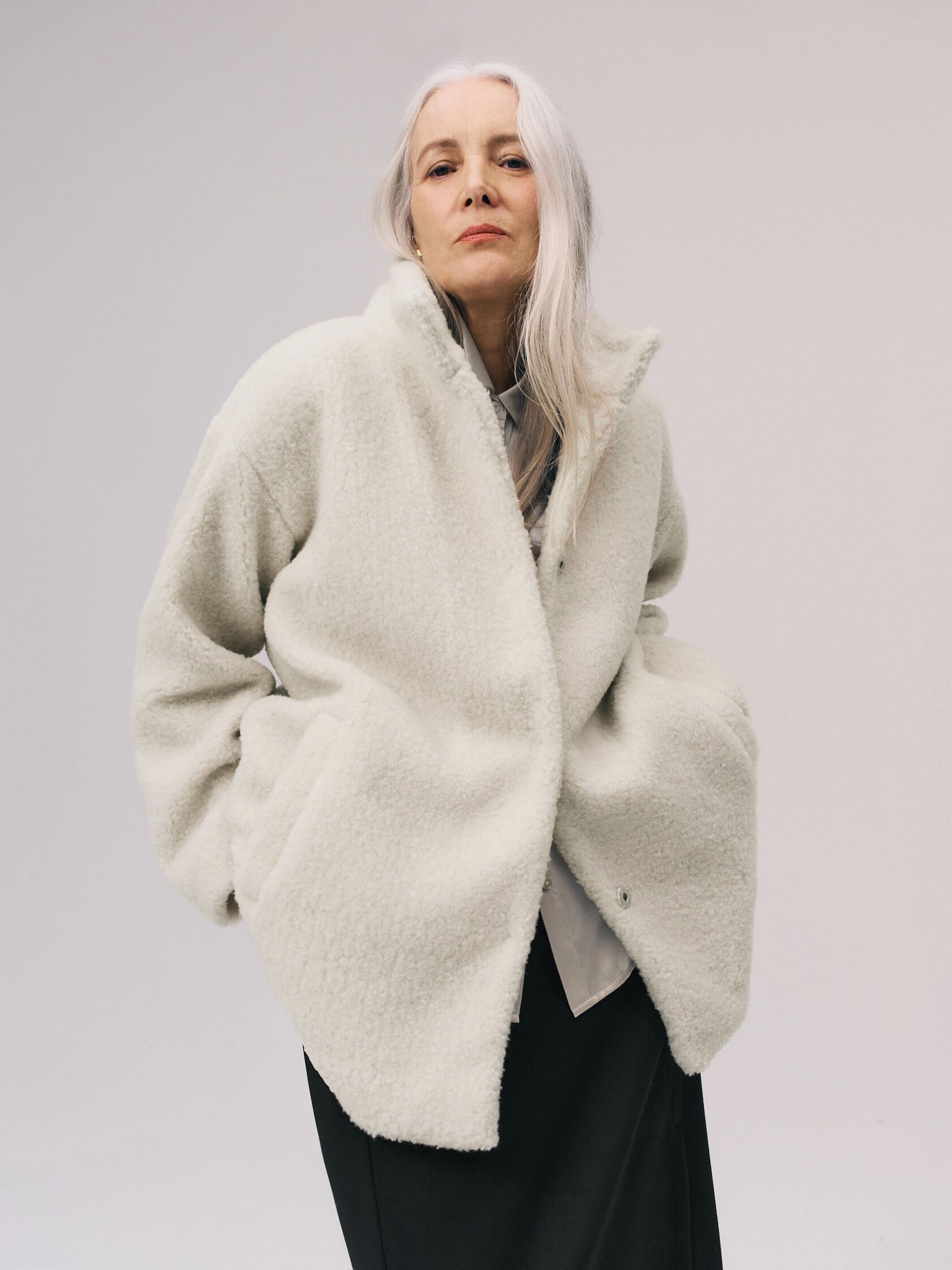 Wool Fluff Stand Collar Coat