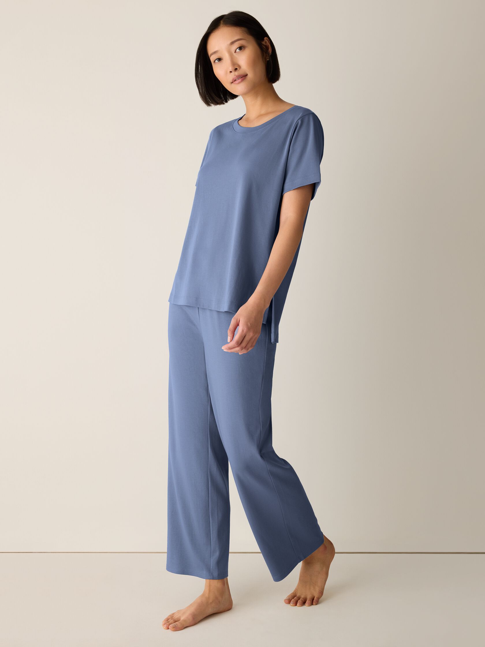 Organic Cotton Interlock Jewel Neck Sleep Tee