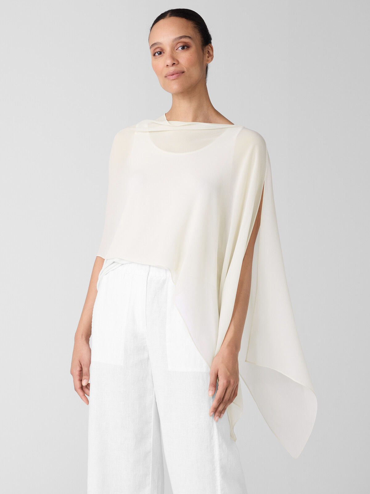 Eileen Fisher Sheer Silk Georgette Wrap