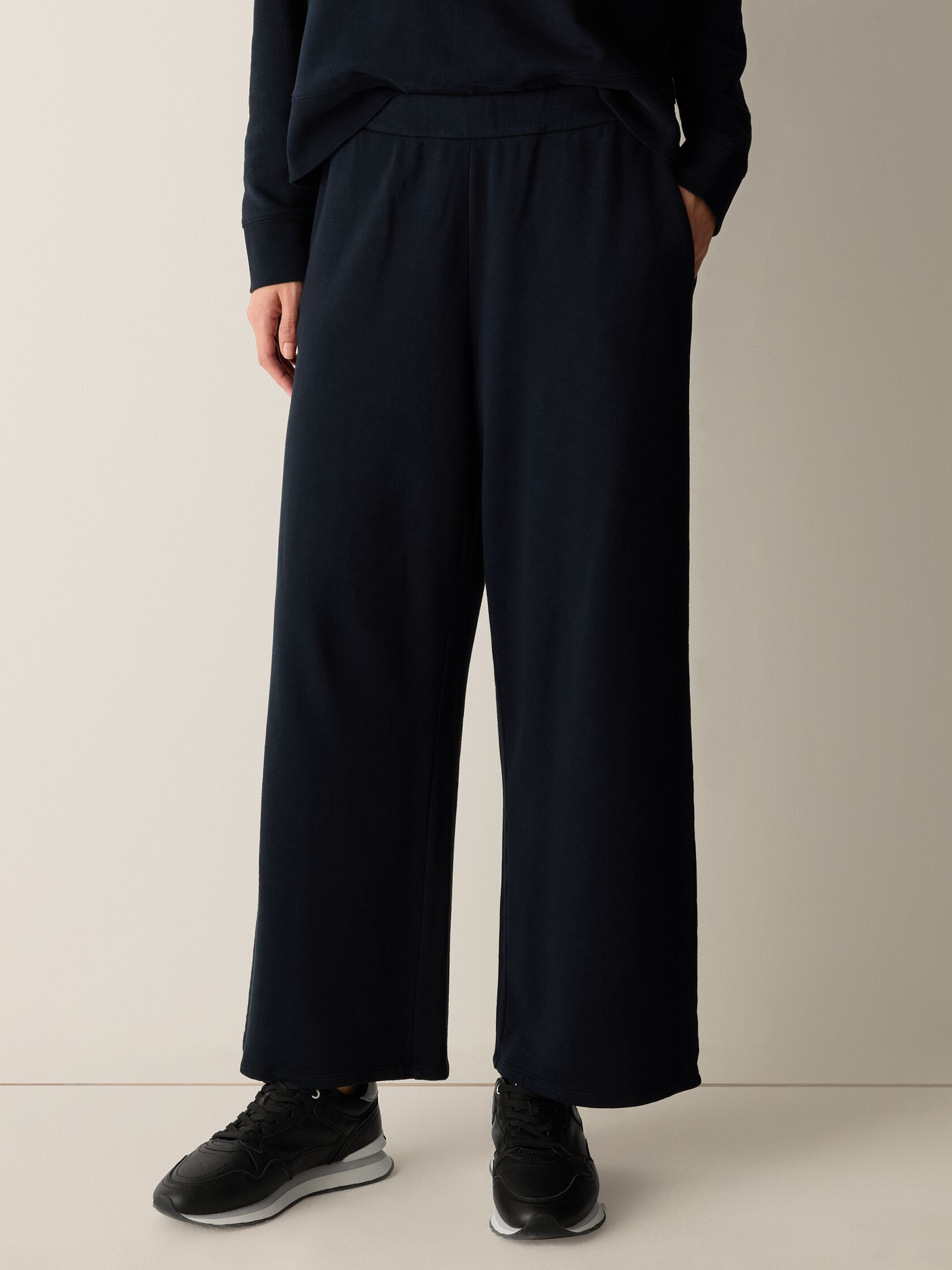 Garment-Dyed Organic Cotton Terry Wide-Leg Pant