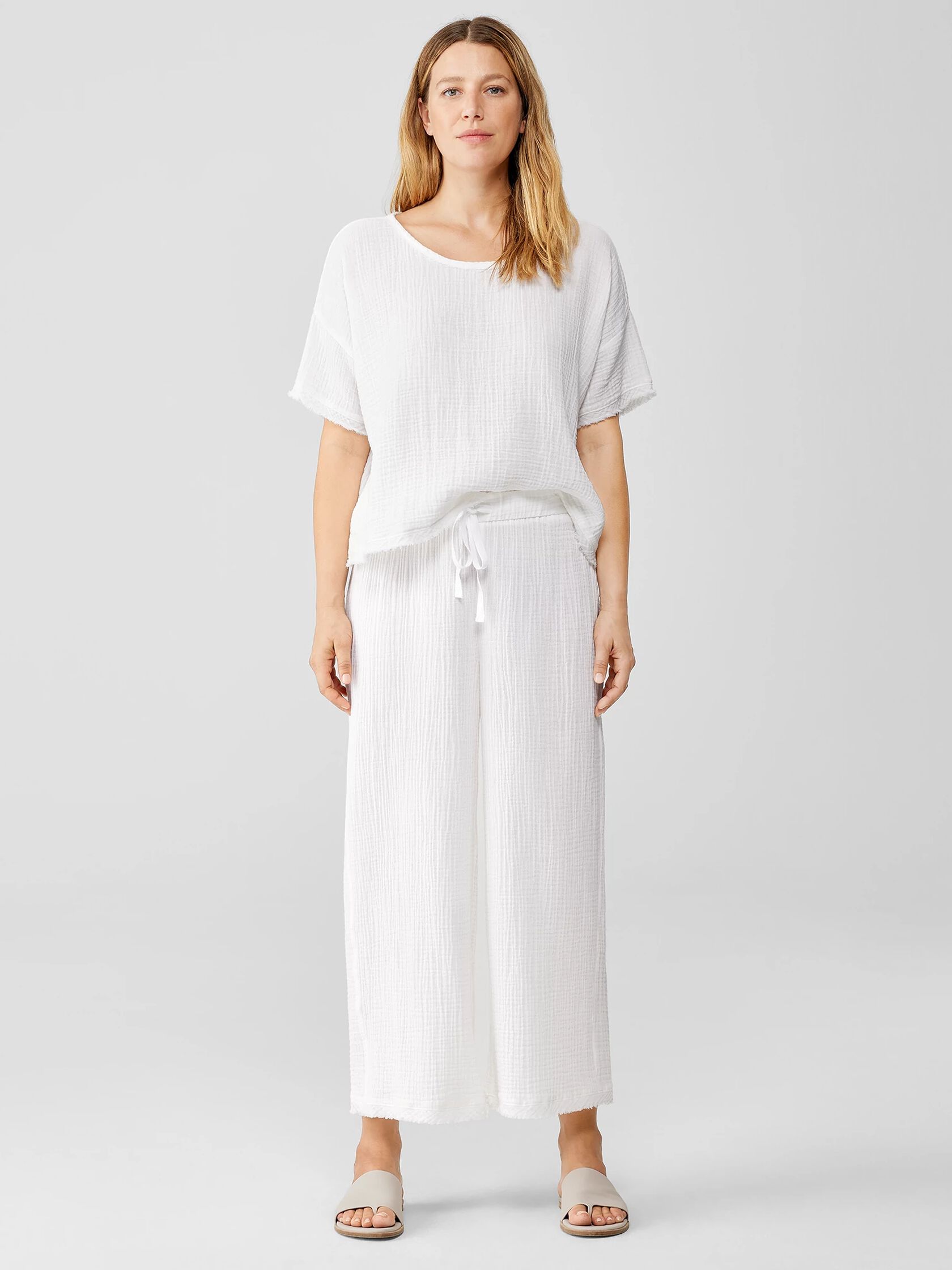 Organic Cotton Gauze Wide-Leg Pant