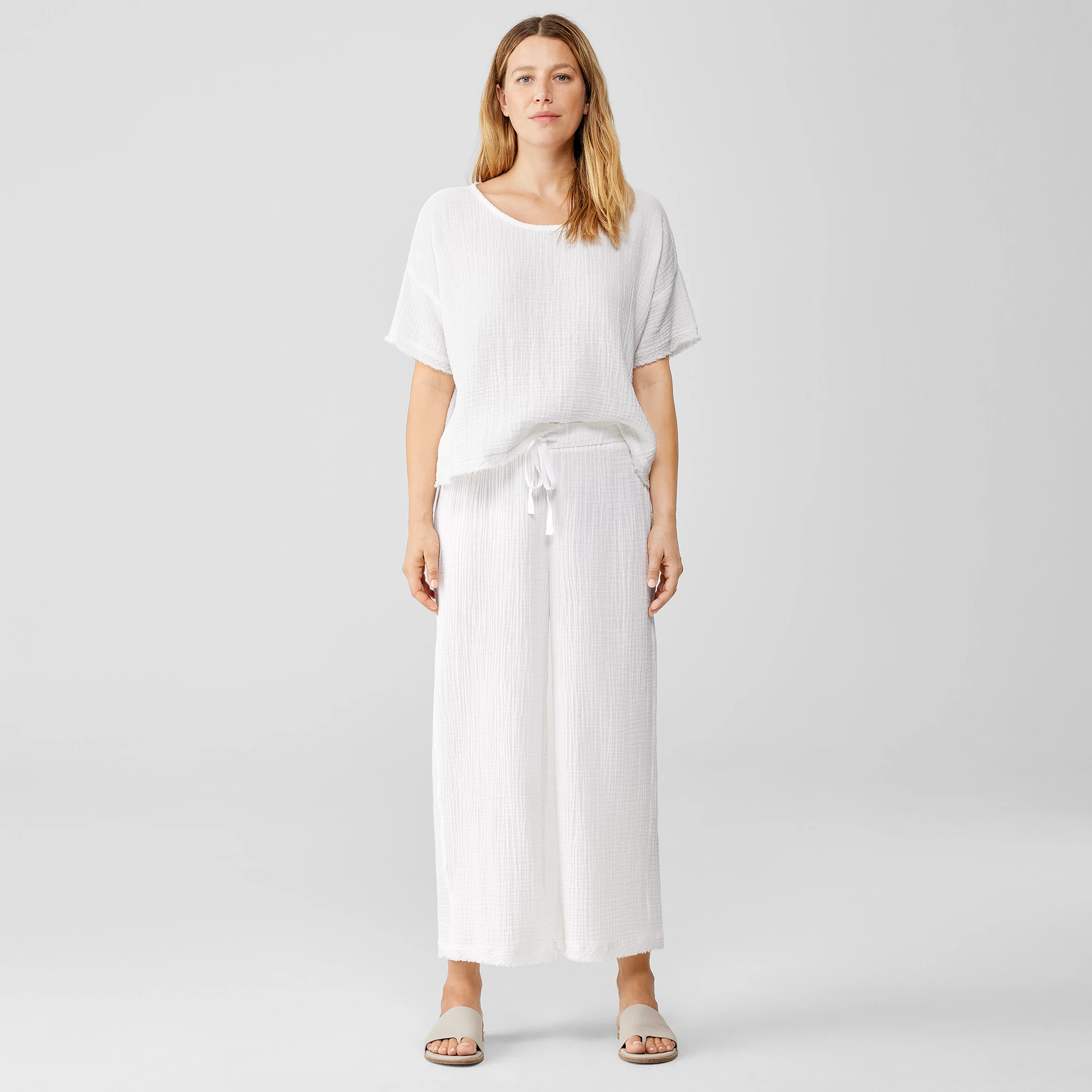 Organic Cotton Gauze Wide-Leg Pant 
