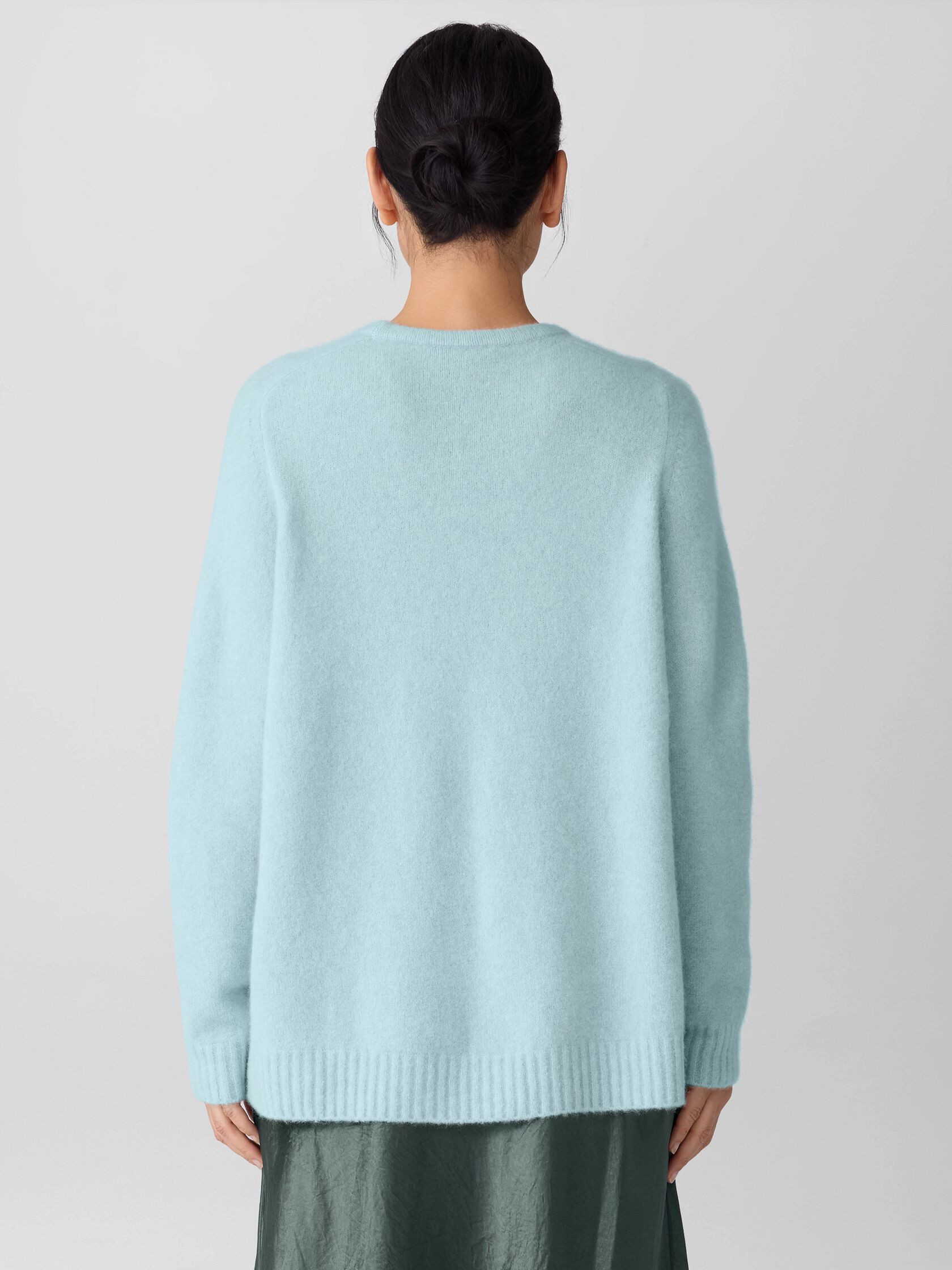 Cashmere Silk Boucle Bliss Crew Neck Long Top