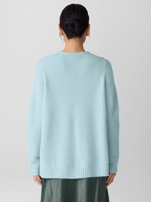 Cashmere Silk Boucle Bliss Crew Neck Long Top