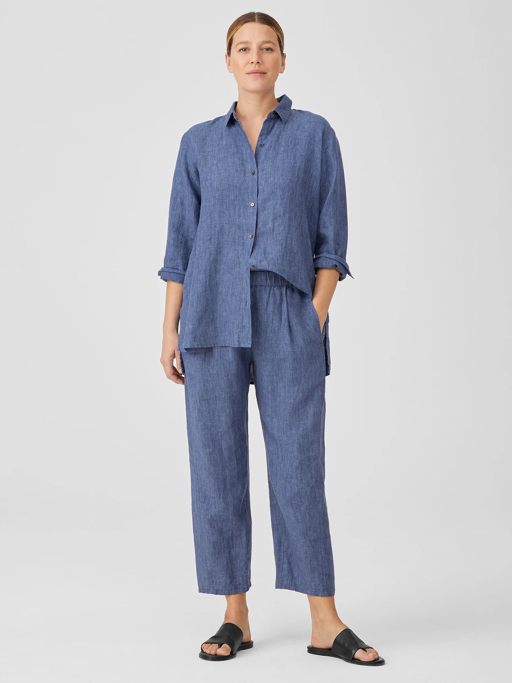 Washed Organic Linen Delave Lantern Pant