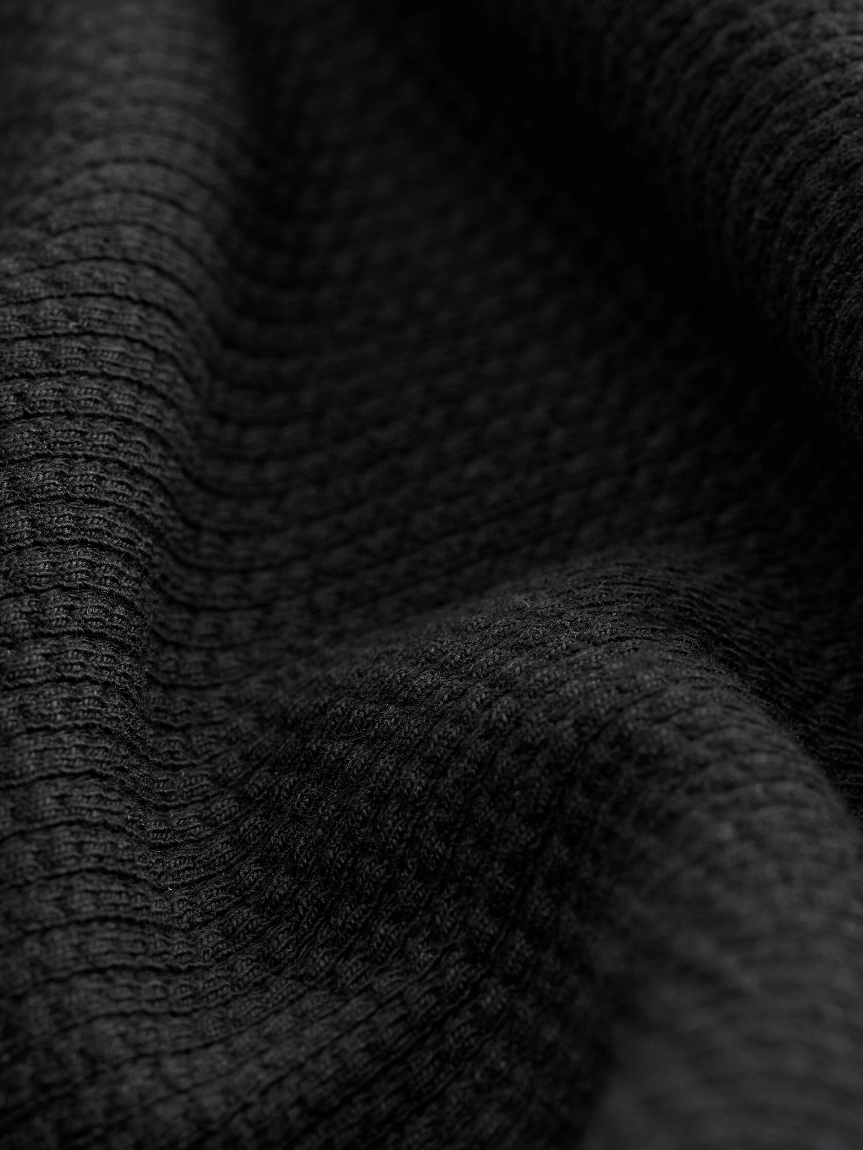 Waffle Cotton Blend Doubleknit High Collar Henley Top