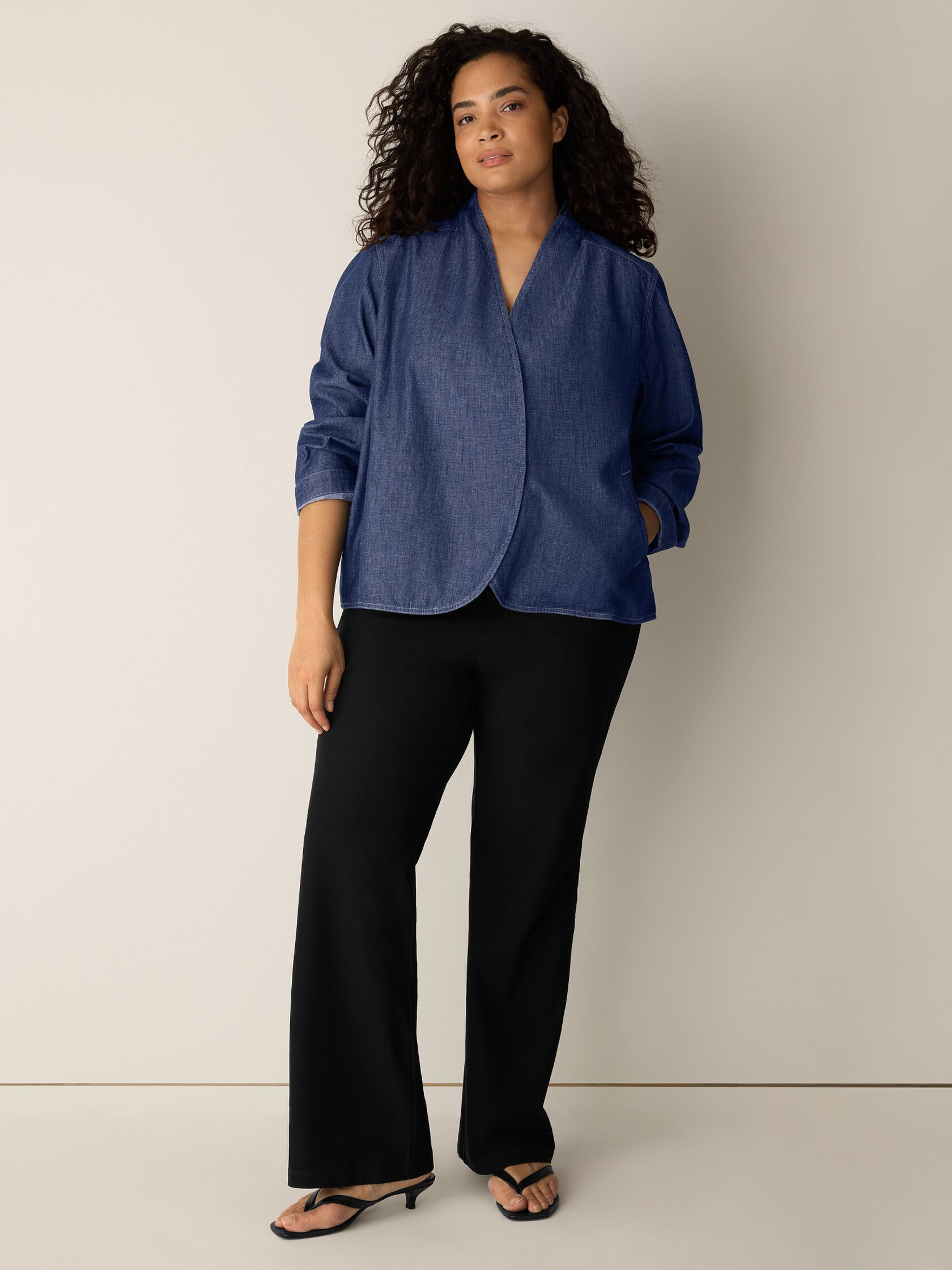 Lightweight Organic Cotton Denim Curved Jacket