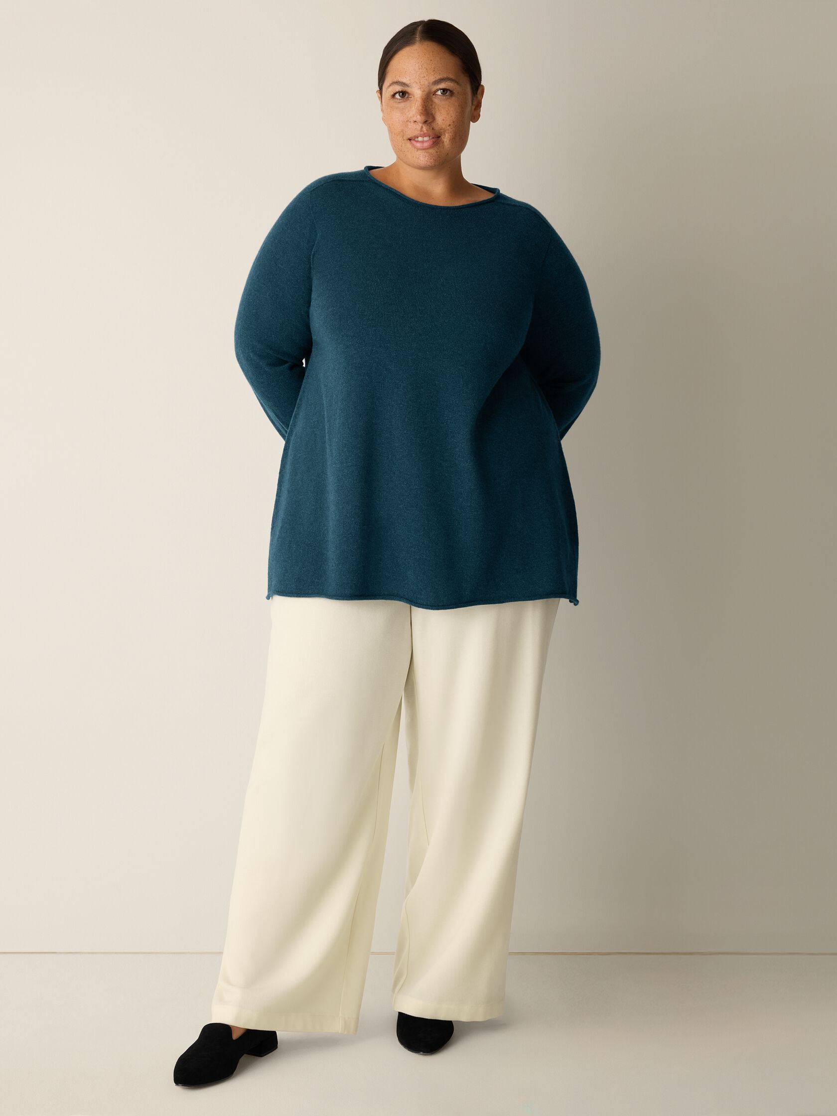 Italian Cashmere Crew Neck Long Top