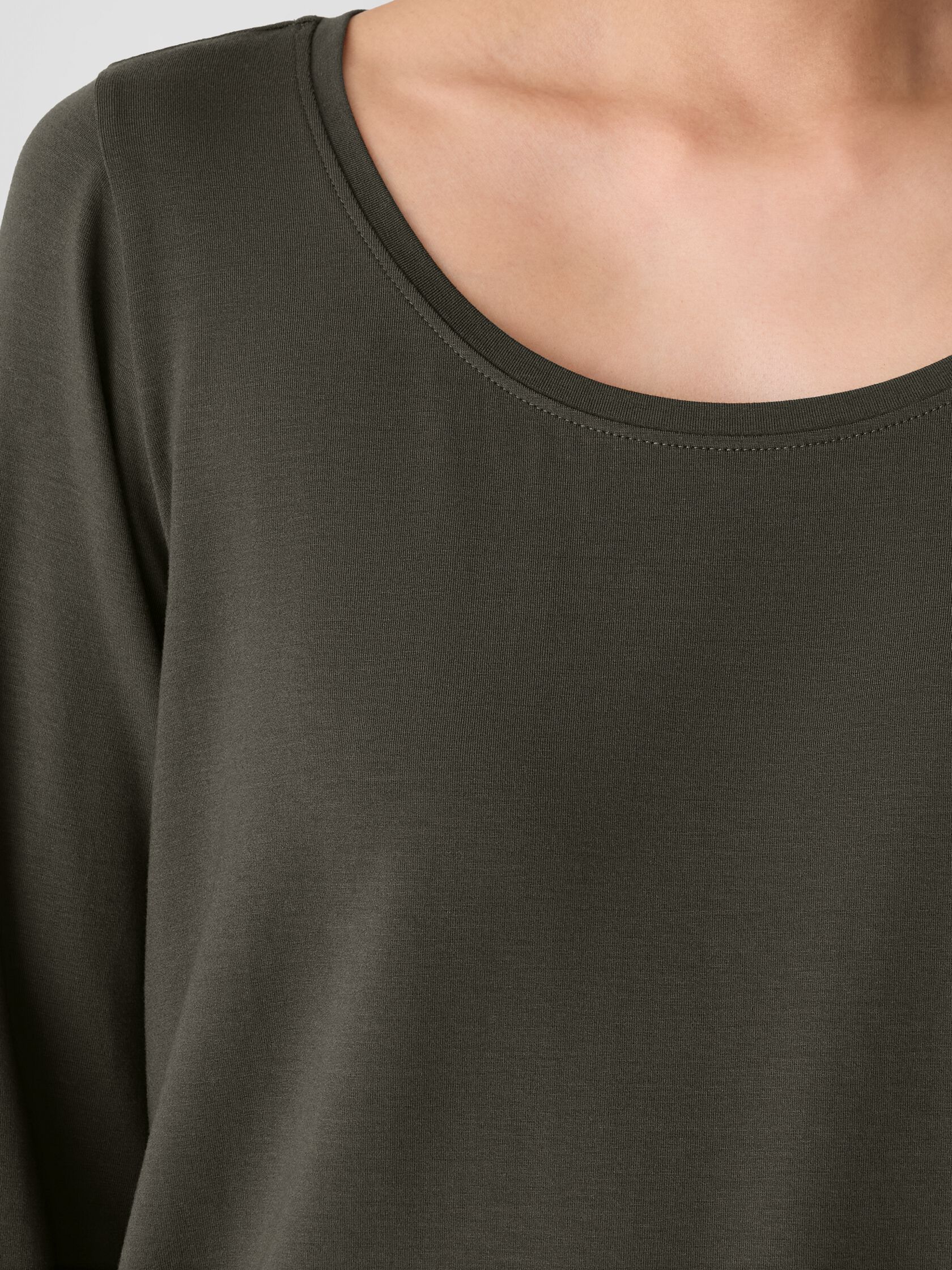 Stretch Jersey Knit Scoop Neck Top