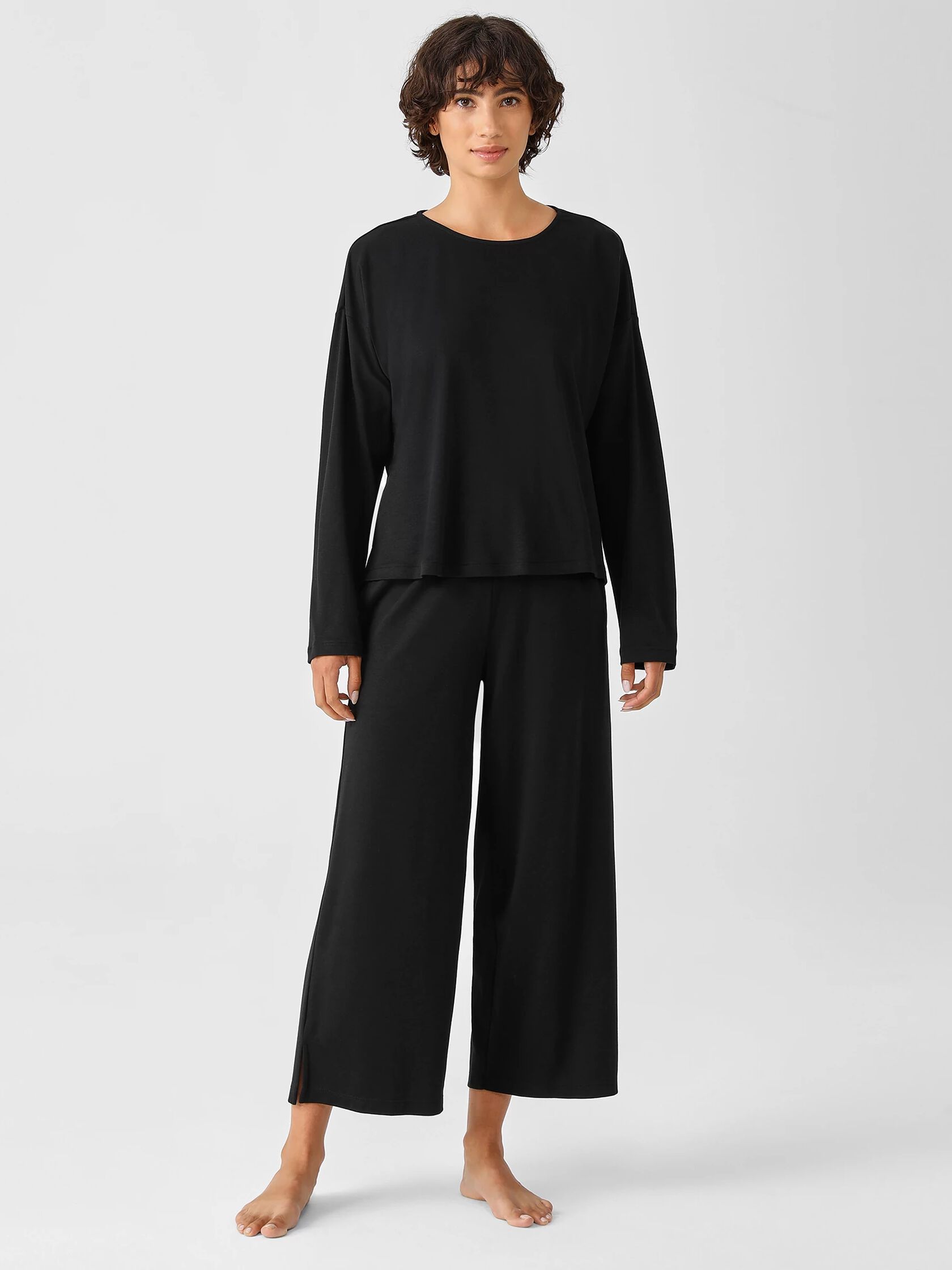 Cozy Organic Cotton Interlock Wide-Leg Pant