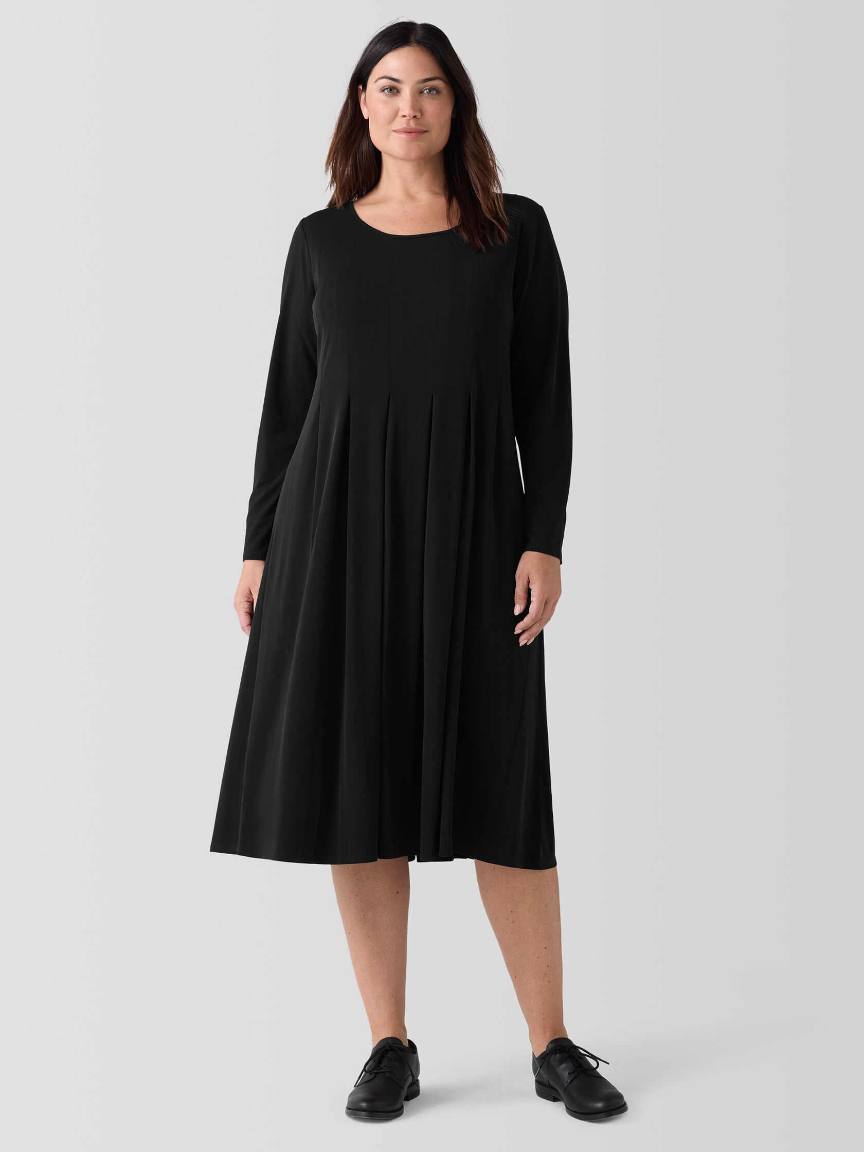 Stretch Silk Jersey Ballet Neck Dress