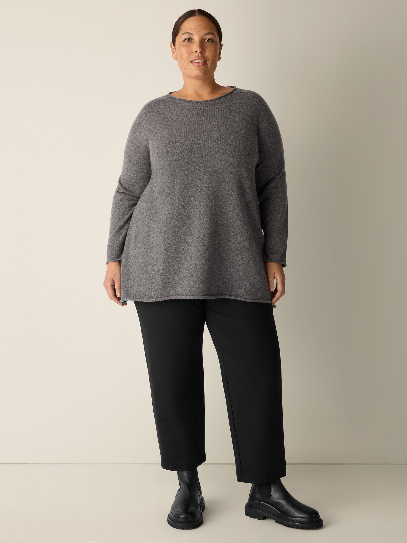 Italian Cashmere Crew Neck Long Top