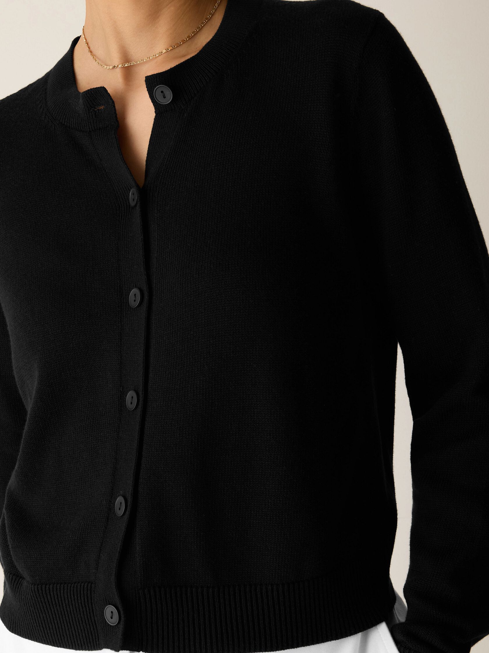 Peruvian Cotton Blend Crew Neck Cardigan